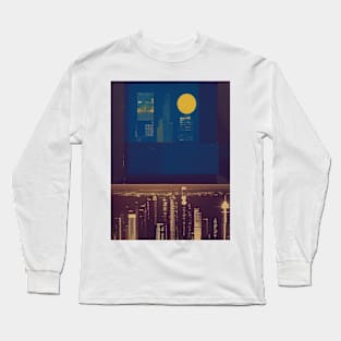 Collage Cityscape Skyline at Night Long Sleeve T-Shirt